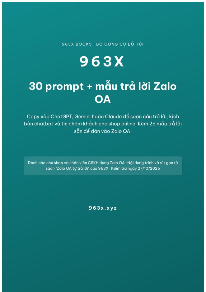 Bìa bộ 30 prompt + mẫu trả lời Zalo OA